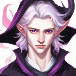 A high-definition digital art image presents an 18-year-old tiefling boy