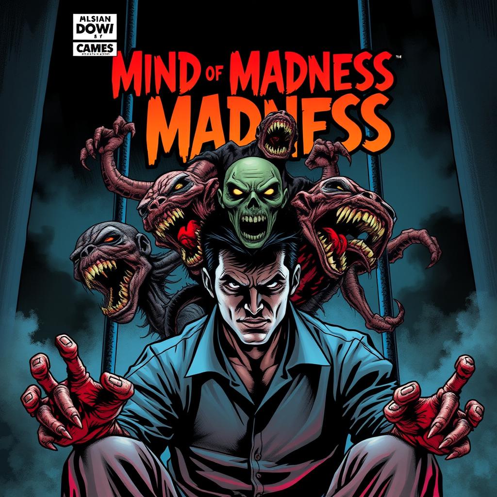 A dramatic comic book cover featuring a male character on death row, sitting in a dimly lit cell with a haunted expression