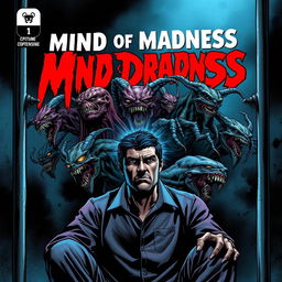 A dramatic comic book cover featuring a male character on death row, sitting in a dimly lit cell with a haunted expression