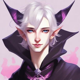 A high-resolution digital art image portrays an 18-year-old tiefling boy