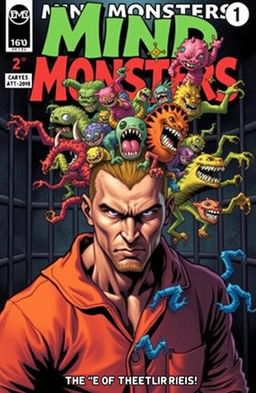 A dynamic and eye-catching comic book cover featuring a male prisoner in an orange jumpsuit, with an intense expression on his face