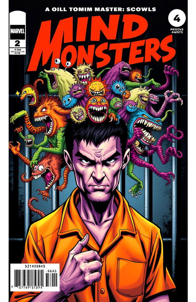 A dynamic and eye-catching comic book cover featuring a male prisoner in an orange jumpsuit, with an intense expression on his face