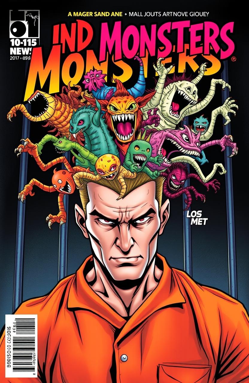 A dynamic and eye-catching comic book cover featuring a male prisoner in an orange jumpsuit, with an intense expression on his face