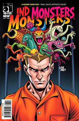 A dynamic and eye-catching comic book cover featuring a male prisoner in an orange jumpsuit, with an intense expression on his face