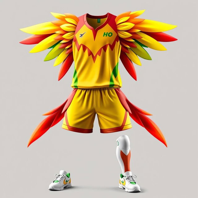 A volleyball uniform inspired by the Pokémon Ho-Oh