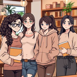 A group of four young women who are best friends, each showcasing their unique personalities