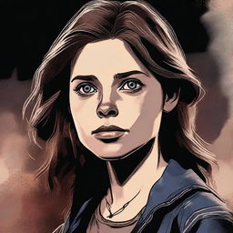 A high-quality digital art image portrays a 16-year-old girl, the daughter of Dean Winchester