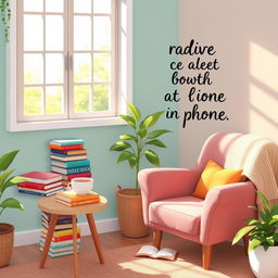 A vibrant and inviting scene illustrating the joy of reading books instead of using a phone
