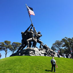 A detailed and accurate depiction of the Iwo Jima Memorial, showcasing its real-life dimensions and intricate details