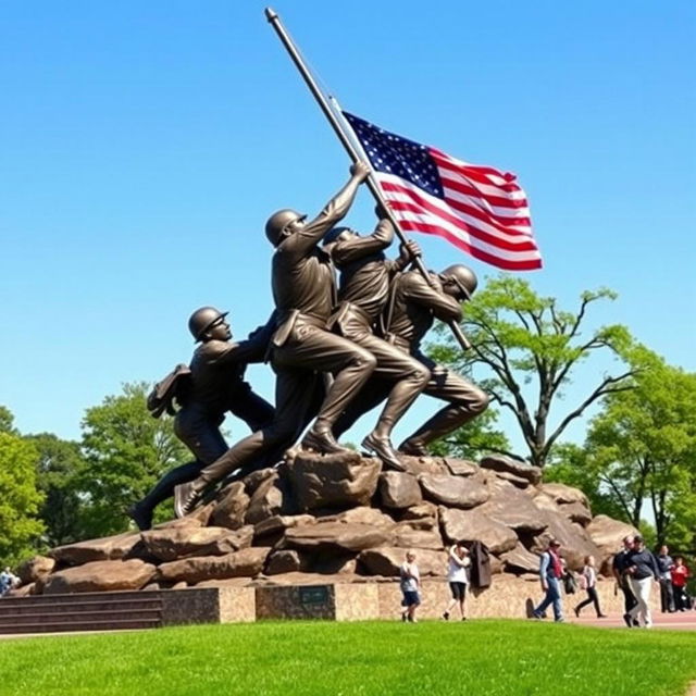 A detailed and accurate depiction of the Iwo Jima Memorial, showcasing its real-life dimensions and intricate details