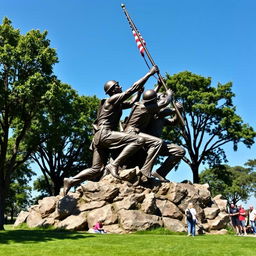 A detailed and accurate depiction of the Iwo Jima Memorial, showcasing its real-life dimensions and intricate details