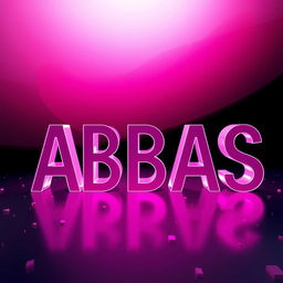 The word "ABBAS" in large, bold, light pink letters with a 3D effect, designed to look like glossy glass