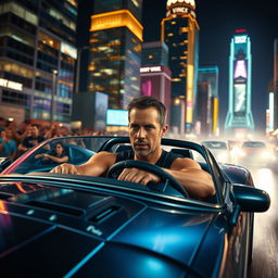 An imaginative scene featuring Paul Walker's character from Fast and Furious, Dominic Toretto, racing in Fast and Furious 10