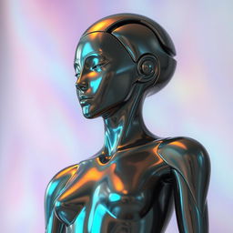 A futuristic, abstract sculpture of a human figure, seamlessly blending organic and geometric shapes, showcasing a stunning mix of smooth curves and sharp angles