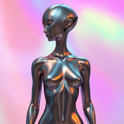 A futuristic, abstract sculpture of a human figure, seamlessly blending organic and geometric shapes, showcasing a stunning mix of smooth curves and sharp angles