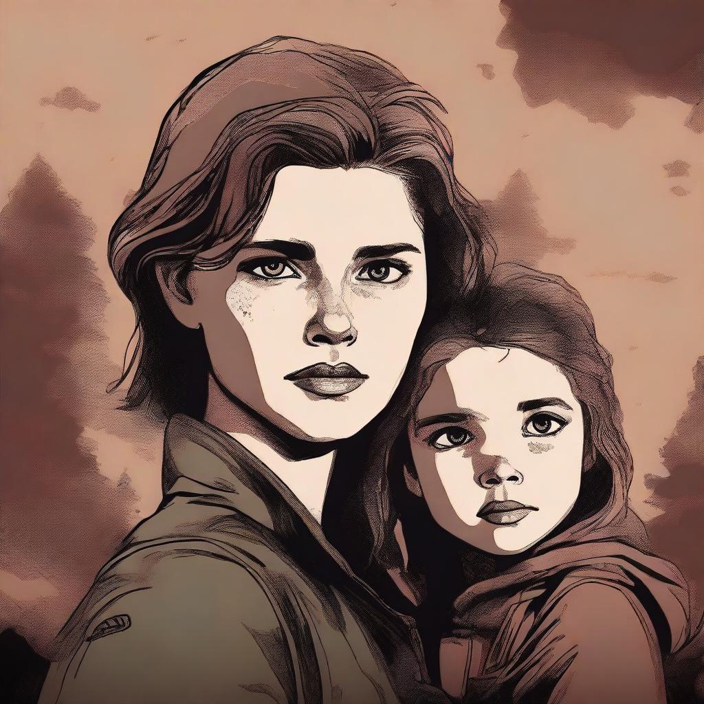 A high-quality digital art image displays an 18-year-old girl, the daughter of Dean Winchester, in a pre-apocalypse setting, tenderly holding a toddler