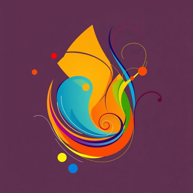 An abstract design featuring vibrant colors and geometric shapes