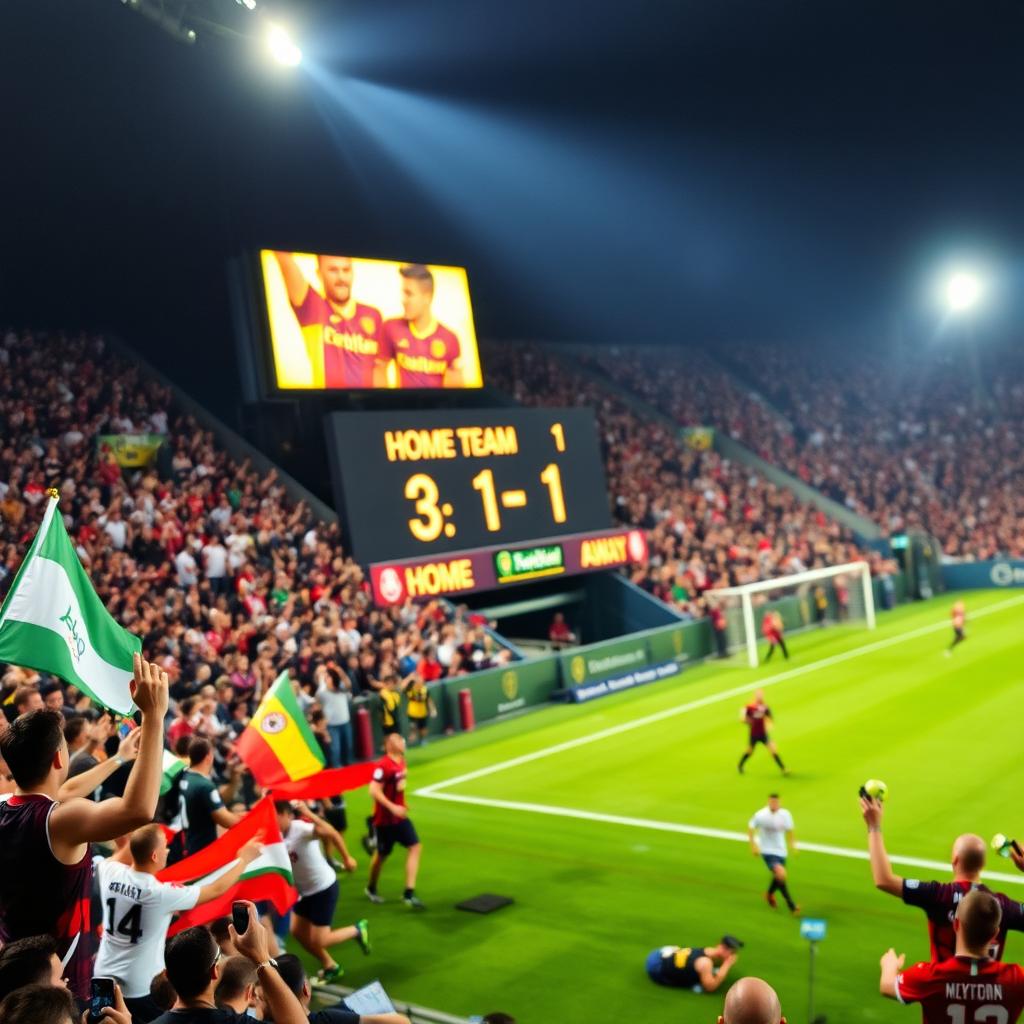 A close-up of a scoreboard displaying a thrilling football match score