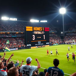 A close-up of a scoreboard displaying a thrilling football match score