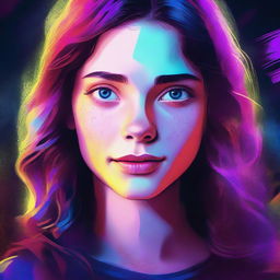 A vibrant digital art image portrays an 18-year-old girl, the daughter of Jack Kline