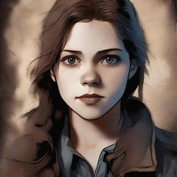 A high-quality digital art image captures an 18-year-old girl, the daughter of Jack Kline and granddaughter of Castiel