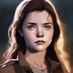 A high-quality digital art image captures an 18-year-old girl, the daughter of Jack Kline and granddaughter of Castiel