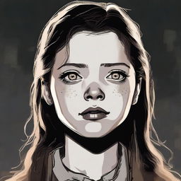 A high-quality digital art image features a 14-year-old girl, the daughter of Jack Kline and granddaughter of Castiel