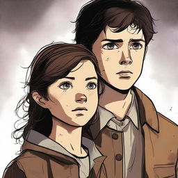 A high-quality digital art image showcases a 14-year-old girl and a 6-year-old boy, the children of Jack Kline and grandchildren of Castiel