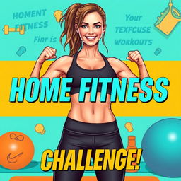 A dynamic and motivating thumbnail design for fitness and home workouts, featuring a strong and athletic person with a confident expression