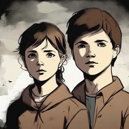 A high-quality digital art image showcases a 14-year-old girl and a 6-year-old boy, the children of Jack Kline and grandchildren of Castiel