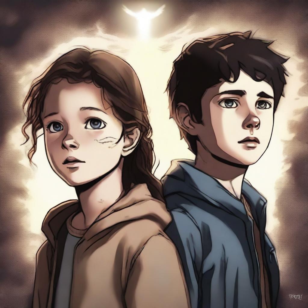 A high-quality digital art image captures a 14-year-old girl and a 6-year-old boy, the children of Castiel