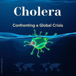 A compelling cover design focused on the disease Cholera, featuring an impactful and educational theme