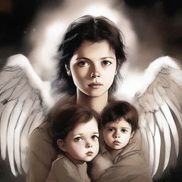 A high-quality digital art image portrays a 14-year-old girl, the child of Castiel, complete with ethereal wings as a nod to her angelic heritage