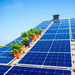 A clean, organized rooftop covered in solar panels, showcasing their smooth, shiny surface reflecting sunlight