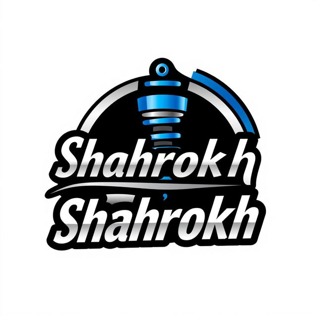 A modern and sleek logo for a car suspension repair shop named 'Shahrokh'