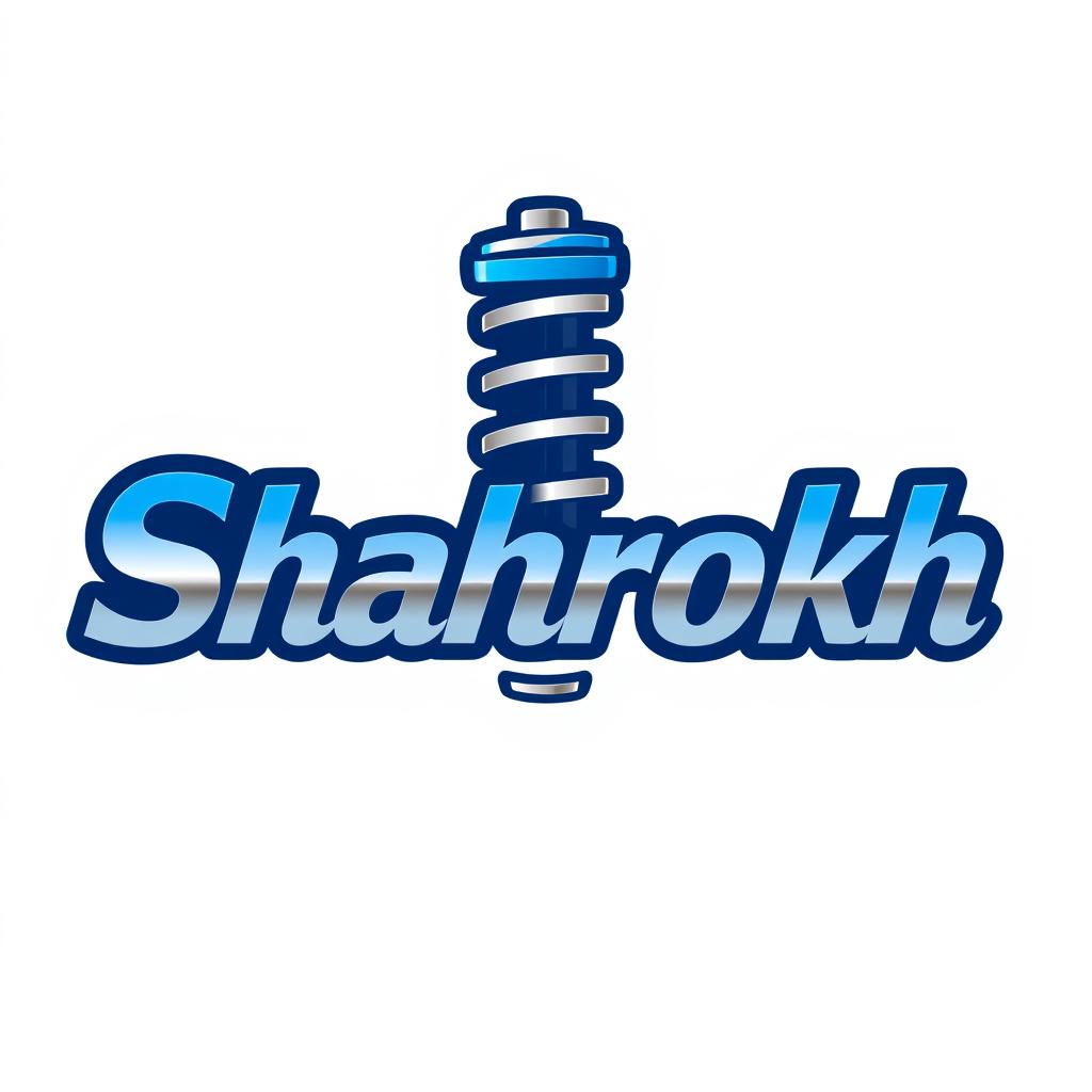 A modern and sleek logo for a car suspension repair shop named 'Shahrokh'