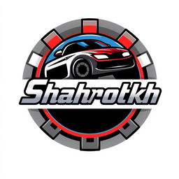 A sleek and modern logo design for a car repair shop named 'Shahrokh'