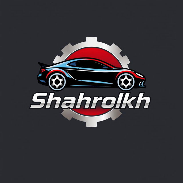 A sleek and modern logo design for a car repair shop named 'Shahrokh'