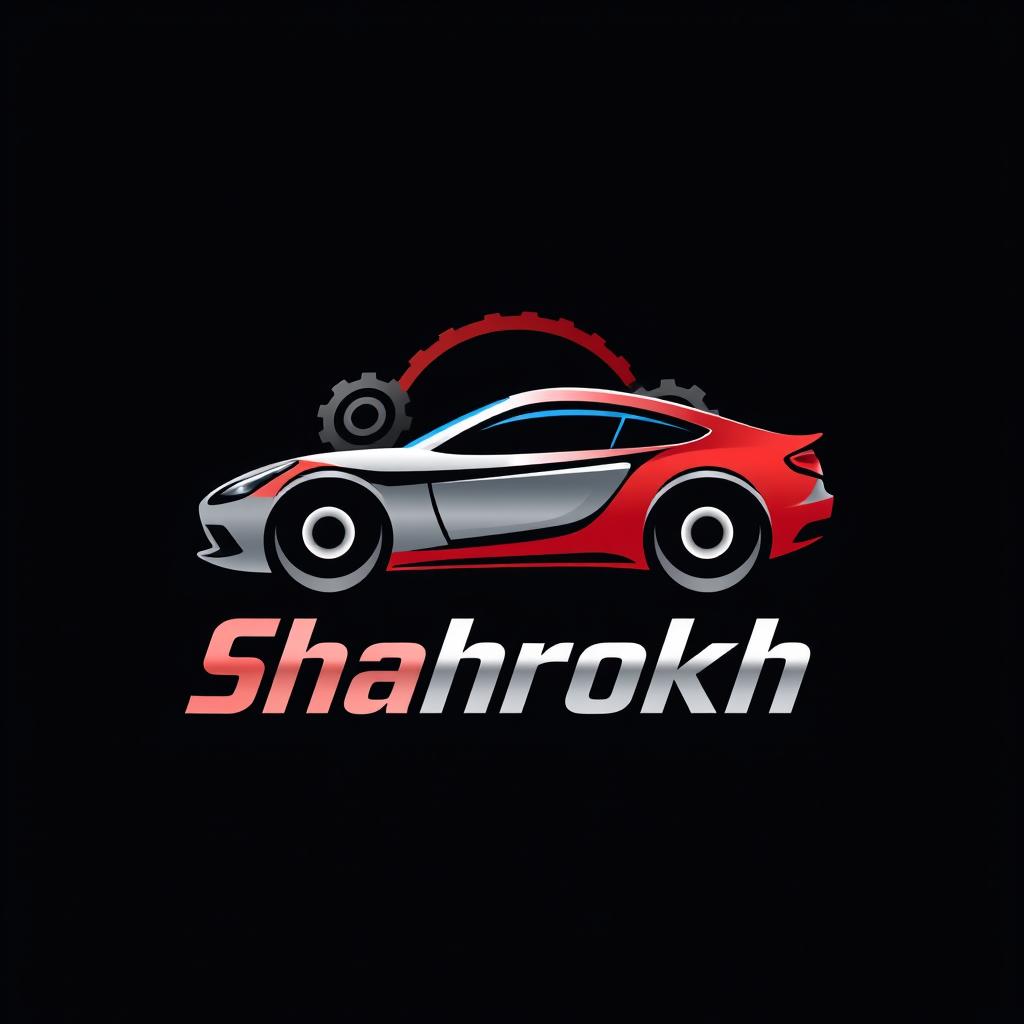 A sleek and modern logo design for a car repair shop named 'Shahrokh'