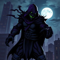 A mysterious, shadowy figure representing a classic Teenage Mutant Ninja Turtles villain, emanating a sense of dark power