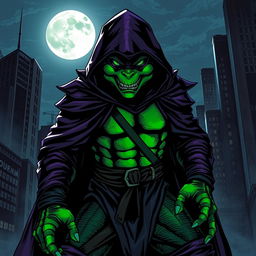 A mysterious, shadowy figure representing a classic Teenage Mutant Ninja Turtles villain, emanating a sense of dark power