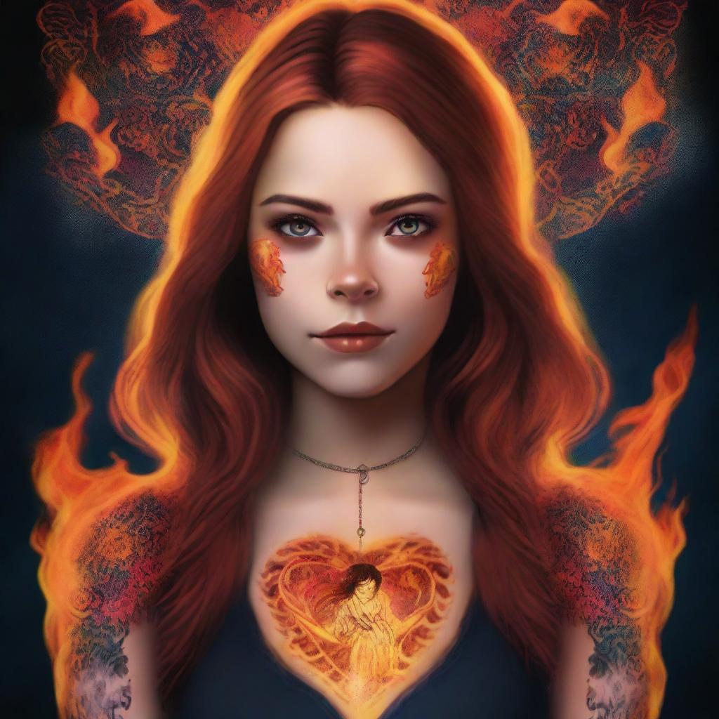 A digital art image of a 14-year-old supernatural girl, the daughter of Crowley