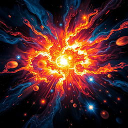 An artistic representation of the Big Bang, illustrating the explosive birth of the universe