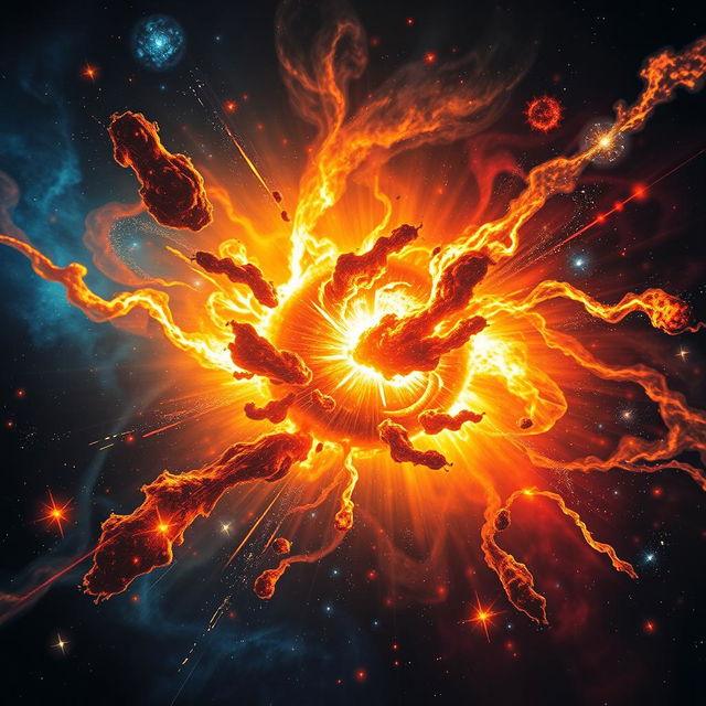 An artistic representation of the Big Bang, illustrating the explosive birth of the universe
