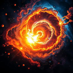 An artistic representation of the Big Bang, illustrating the explosive birth of the universe