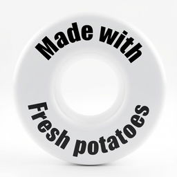 A 3D render of a white round shape featuring a large hole in the center, set against a pure white background