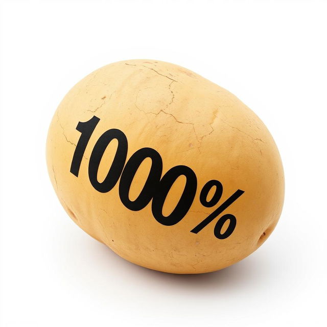 A 3D render of a single realistic potato, showcasing its texture and natural imperfections, placed on a pure white background