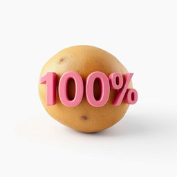 A 3D render of a single realistic potato, highlighting its natural texture and imperfections, set against a pure white background