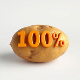 A 3D render of a single realistic potato, highlighting its natural texture and imperfections, set against a pure white background