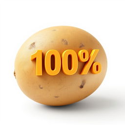 A 3D render of a single realistic potato, highlighting its natural texture and imperfections, set against a pure white background